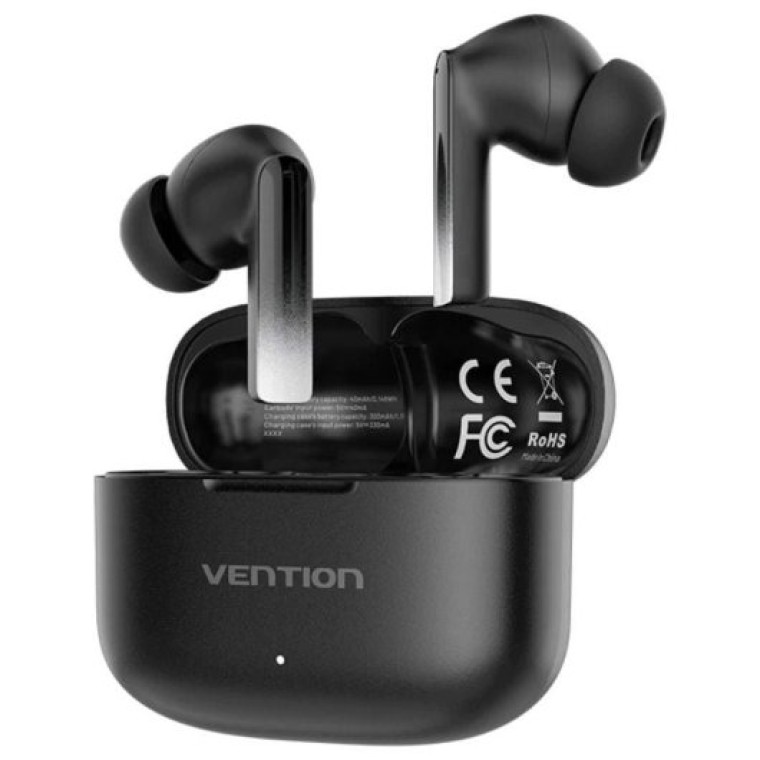 Vention ELF E04 NBIB0 Auriculares Bluetooth con Estuche de Carga con Autonomía de 6h Negros