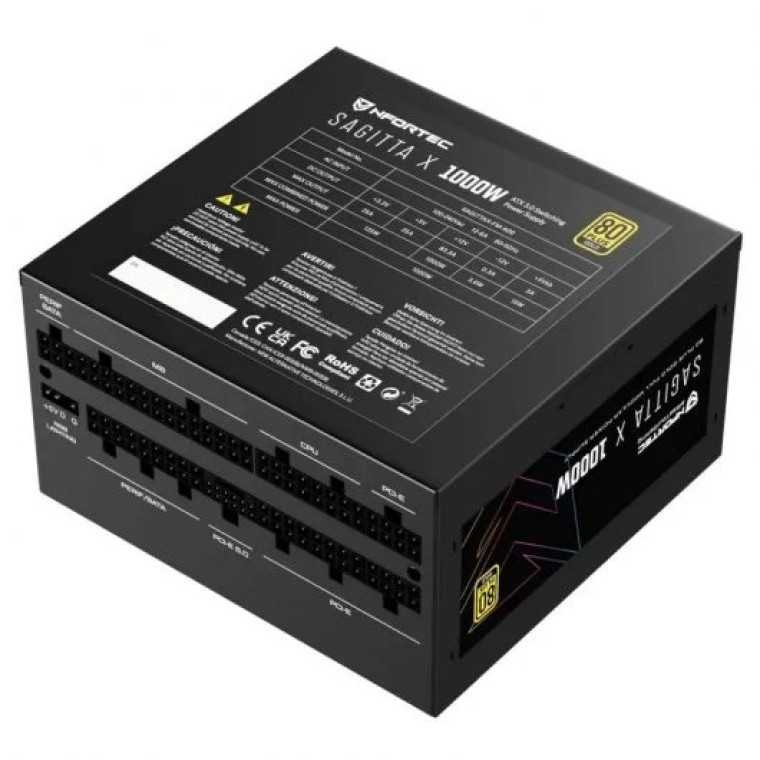 Nfortec Sagitta X 1000W PCIE 5.0 80 Plus Gold Full Modular A-RGB