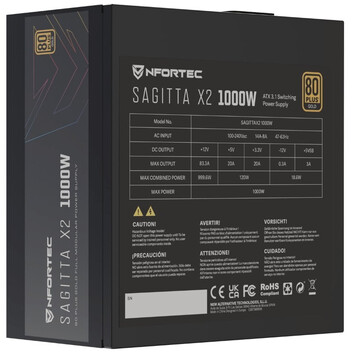 Fuente Alimentación Nfortec Sagitta X2 PCIe 5.1 ATX 3.1 1000W 80 Plus Gold Full Modular Fuente Alimentación Nfortec Sagitta X2 PCIe 5.1 ATX 3.1 1000W 80 Plus Gold Full Modular