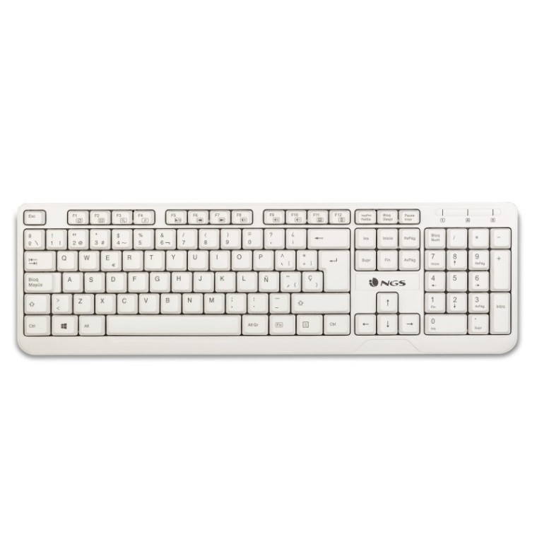 NGS Spike Teclado USB Multimedia Plug & Play 1.4m Qwerty Portugués Blanco