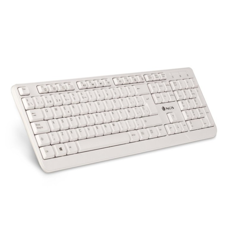 NGS Spike Teclado USB Multimedia Plug & Play 1.4m Qwerty Portugués Blanco