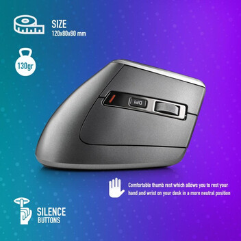 NGS Evo Karma Ratón Vertical Ergonómico Inalámbrico con Luces LED y Conexión Multimodo 3200 DPI NGS Evo Karma Ratón Vertical Ergonómico Inalámbrico con Luces LED y Conexión Multimodo 3200 DPI