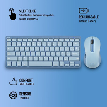 NGS Fantasy Kit Teclado Ratón Multifunción Recargables y Silenciosos 12 Teclas Multimedia Azul NGS Fantasy Kit Teclado Ratón Multifunción Recargables y Silenciosos 12 Teclas Multimedia Azul