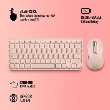 NGS Fantasy Kit Teclado Ratón Multifunción Recargables y Silenciosos 12 Teclas Multimedia Rosa NGS Fantasy Kit Teclado Ratón Multifunción Recargables y Silenciosos 12 Teclas Multimedia Rosa