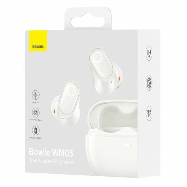 Baseus Bowie WM05 Auriculares Bluetooth TWS con Cancelación Activa de Ruido 43dB Blancos