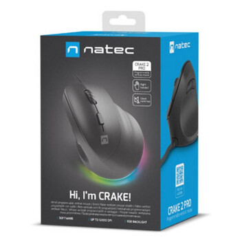 Ratón NATEC Crake 2 Pro USB 12800 DPI Negro Vertical Iluminación RGB Silencioso Ratón NATEC Crake 2 Pro USB 12800 DPI Negro Vertical Iluminación RGB Silencioso