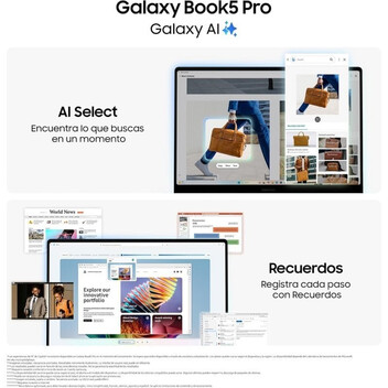 Portátil Samsung Galaxy Book5 Pro Dynamic AMOLED 2X Intel Core Ultra 5 226V/16GB/512GB SSD/14" Tácti