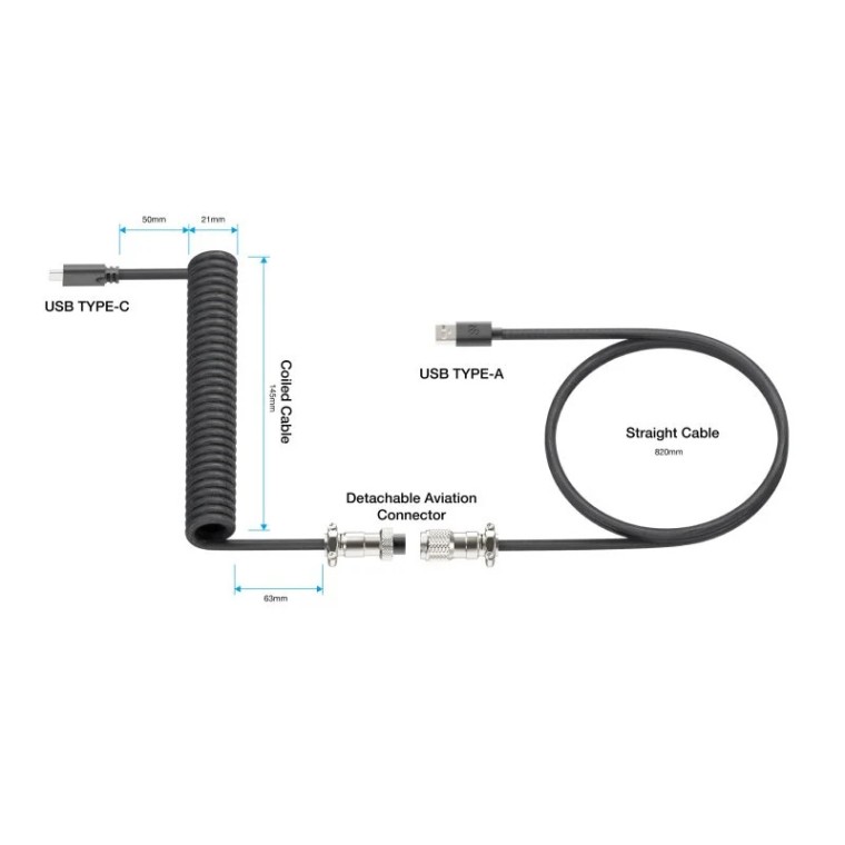 Newskill Coil Cable Cable en Espiral USB-C Negro