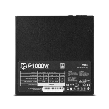 Fuente Alimentación NOX Hummer P 1000W Fuente PCIE 5.0 ATX 3.0 80 Plus Platinum