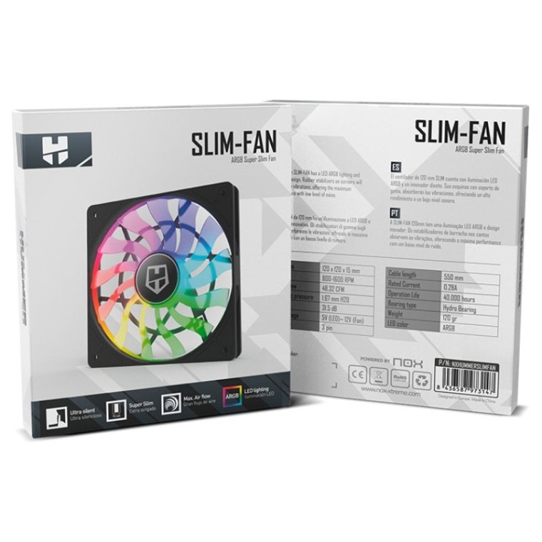 Nox Hummer SLIM-Fan Ventilador ARGB 120mm