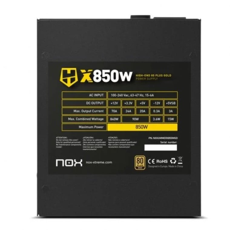 NOX Hummer X Gold Edition 850W 80 Plus Gold Full Modular