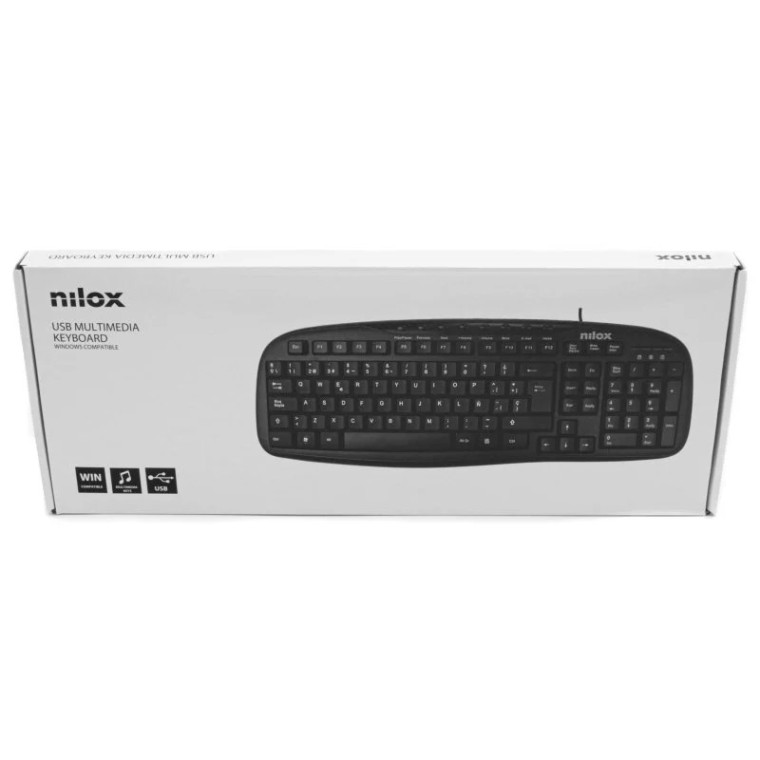 Nilox NXKBE000001 Teclado Multimedia USB Negro