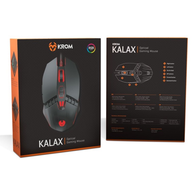 Krom Kalax Ratón Gaming 3200 DPI Negro