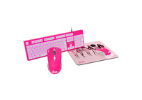 Krom Kandy Licencia Oficial Barbie Pack Teclado + Ratón Óptico 6400 DPI + Alfombrilla Rosa/Blanco