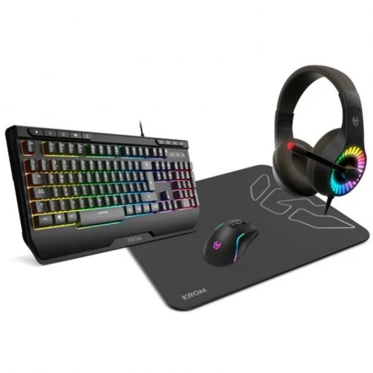 Krom Kenya Combo Gaming 4 en 1 RGB Auriculares + Teclado + Ratón + Alfombrilla