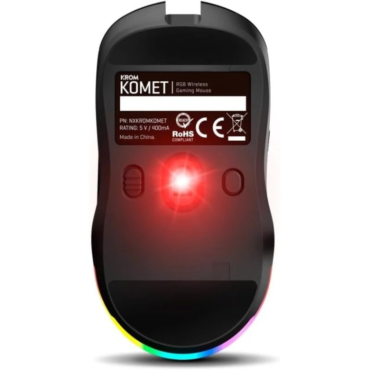 Krom Komet Ratón Gaming Inalámbrico RGB Negro 2400 DPI