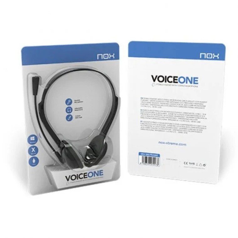 NOX Voice One Stereo Auriculares con Micrófono Negros