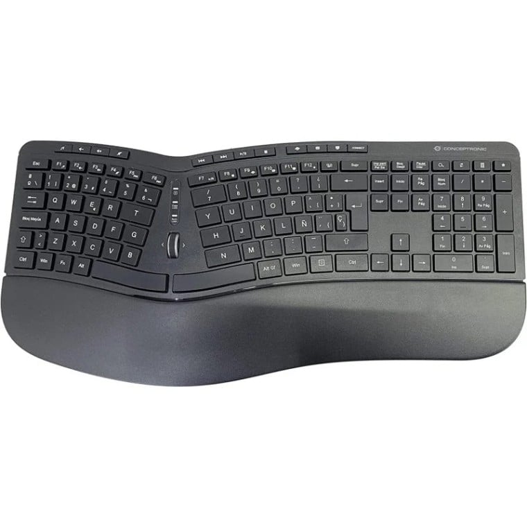 Conceptronic Teclado RF + Ratón Vertical Inalámbrico Negros