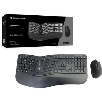 Conceptronic Teclado RF + Ratón Vertical Inalámbrico Negros Conceptronic Teclado RF + Ratón Vertical Inalámbrico Negros