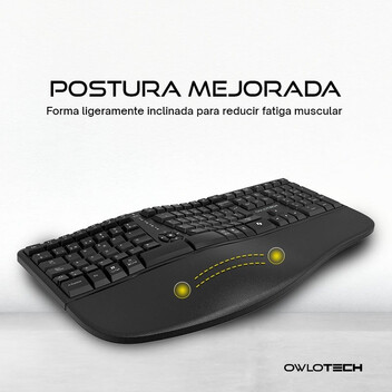 Owlotech EK500 Teclado Wireless Ergonómico Negro