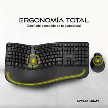 Owlotech EMK500 Combo Teclado y Ratón Ergonómico Wireless Negro Owlotech EMK500 Combo Teclado y Ratón Ergonómico Wireless Negro