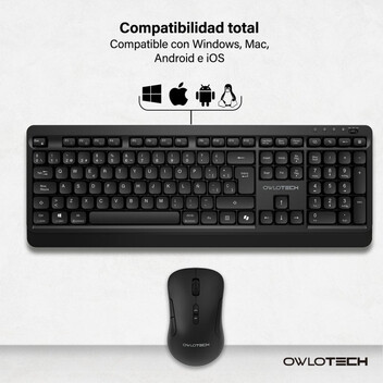 Owlotech MK300 Combo Wireless Teclado + Ratón + Alfombrilla Negros Owlotech MK300 Combo Wireless Teclado + Ratón + Alfombrilla Negros