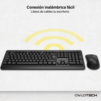 Owlotech MK300 Combo Wireless Teclado + Ratón + Alfombrilla Negros Owlotech MK300 Combo Wireless Teclado + Ratón + Alfombrilla Negros