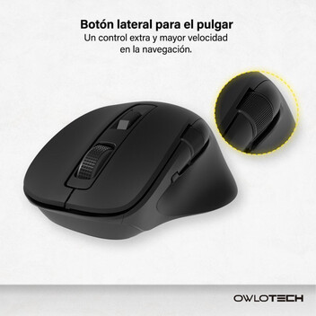 Owlotech M320 Ratón con Rueda Lateral Negro
