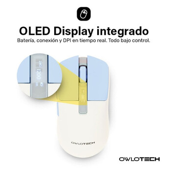 Owlotech M95 Ratón Wireless con OLED Display Blanco