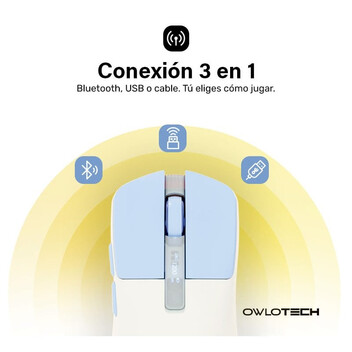 Owlotech M95 Ratón Wireless con OLED Display Blanco