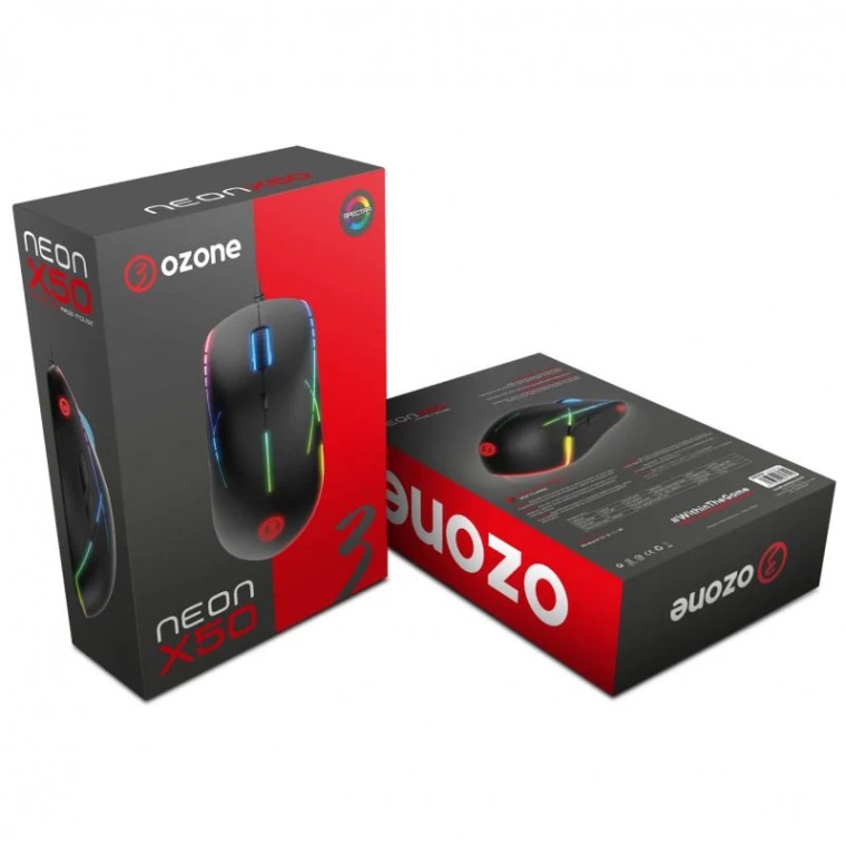 Ozone Neon X50 Ratón Gaming Óptico ARGB 3200 DPI Negro