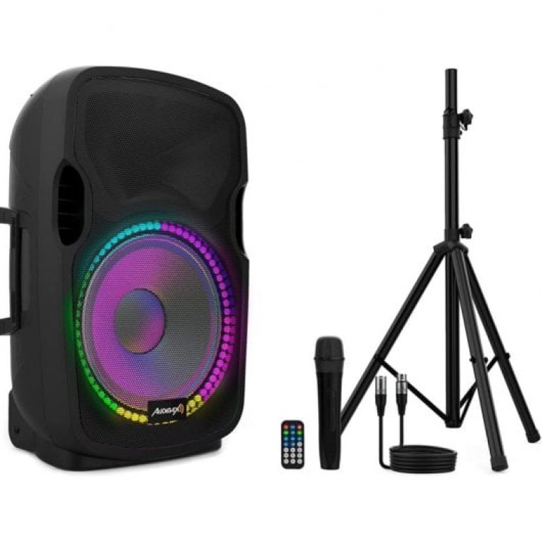 Audibax Party 12 Altavoz Activo Profesional Bluetooth 12" 500W + Soporte + Cable + Micrófono