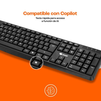 PcCom Essential MK20 Combo Teclado + Ratón Wireless con Copilot Negro PcCom Essential MK20 Combo Teclado + Ratón Wireless con Copilot Negro