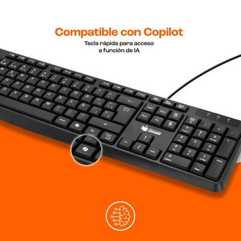PcCom Essential K20 Teclado con Copilot Negro PcCom Essential K20 Teclado con Copilot Negro