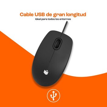 PcCom Essential M20 Ratón Óptico 1000DPI Negro