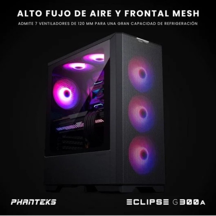 Phanteks Eclipse G300A Single DRGB Mid Tower Cristal Templado USB 3.0 Negra