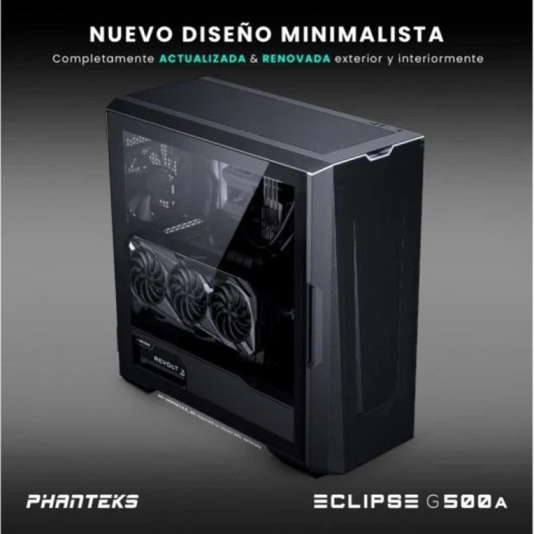 Phanteks Eclipse G500A Performance Mid Tower Cristal Templado USB 3.0 Negra