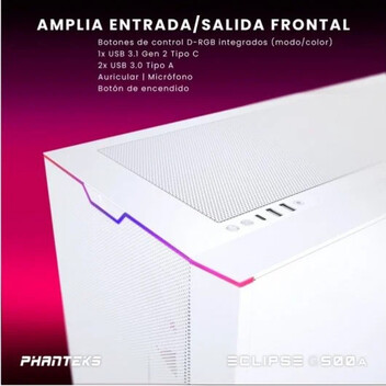 Phanteks Eclipse G500A DRGB Mid Tower Cristal Templado USB 3.0 Blanca