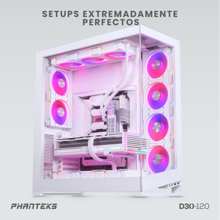 Phanteks D30 Reversed Blade Kit 3 Ventiladores Suplementarios DRGB 120mm Blancos