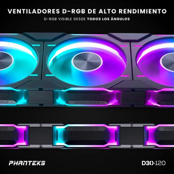 Phanteks D30 Regular Blade Kit 3 Ventiladores Suplementarios DRGB 120mm Negros Phanteks D30 Regular Blade Kit 3 Ventiladores Suplementarios DRGB 120mm Negros