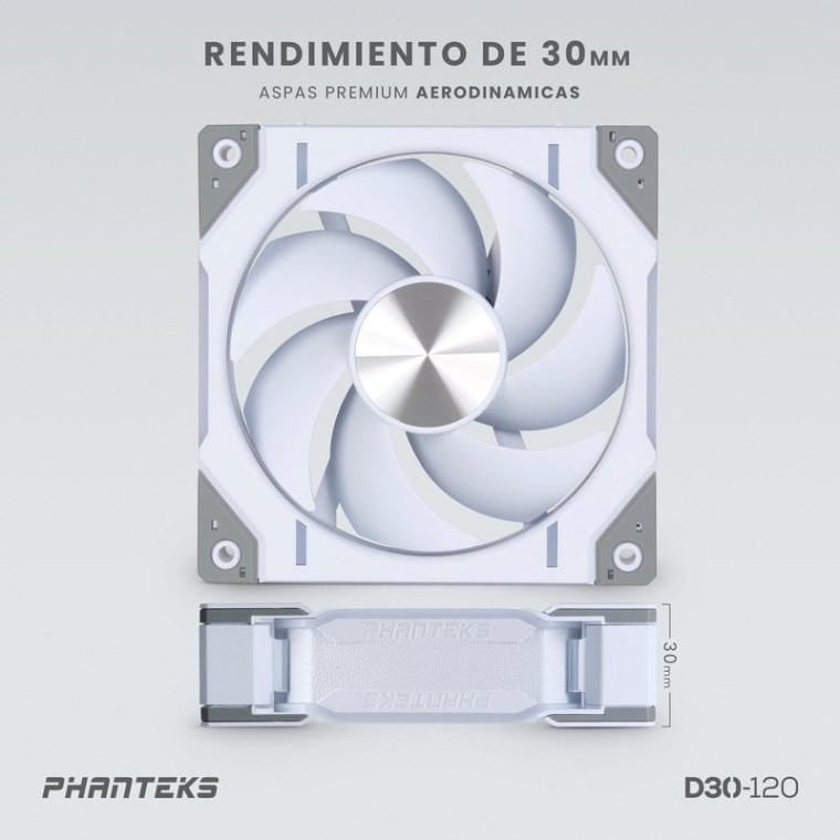 Phanteks D30-120 Single Regular 120mm DRGB PWM Ventilador Suplementario Blanco