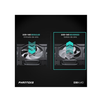 Phanteks D30-140 Single Reverse 140mm DRGB PWM Ventilador Suplementario Negro