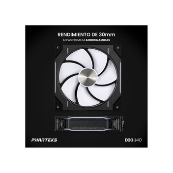 Phanteks D30-140 Single Reverse 140mm DRGB PWM Ventilador Suplementario Negro