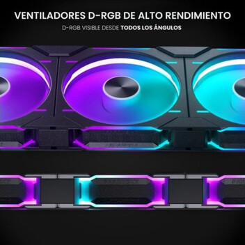 Phanteks D30 Kit 3 Ventiladores PWM 140 mm Flujo De Aire Invertido D-RGB Negro
