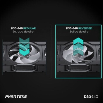 Phanteks D30 Kit 3 Ventiladores PWM 140 mm Flujo De Aire Invertido D-RGB Negro