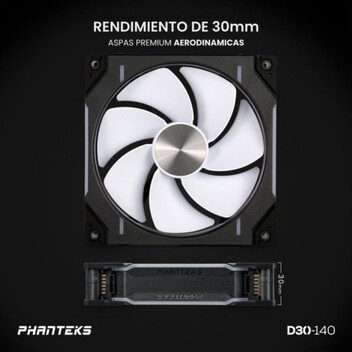 Phanteks D30 Kit 3 Ventiladores PWM 140 mm Flujo De Aire Invertido D-RGB Negro