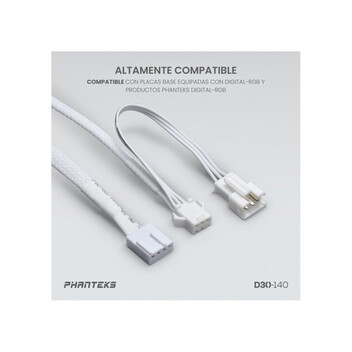 Phanteks D30 Kit 3 Ventiladores PWM 140 mm Flujo De Aire Invertido D-RGB Blanco Phanteks D30 Kit 3 Ventiladores PWM 140 mm Flujo De Aire Invertido D-RGB Blanco