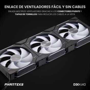 Phanteks D30 Kit 3 Ventiladores PWM 140 mm Flujo Regular D-RGB Negro Phanteks D30 Kit 3 Ventiladores PWM 140 mm Flujo Regular D-RGB Negro