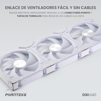 Phanteks D30 Kit 3 Ventiladores PWM 140 mm Flujo Regular D-RGB Blanco Phanteks D30 Kit 3 Ventiladores PWM 140 mm Flujo Regular D-RGB Blanco