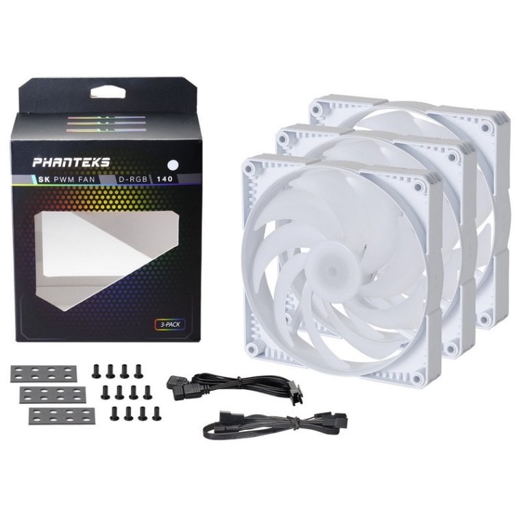 Phanteks 140 SK PMW Kit 3 Ventoinhas Suplementares DRGB 140mm Brancas